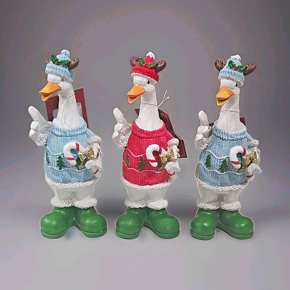 Magical Season Christmas Holiday Geese Figurines Set of 3 - 9 inch tall